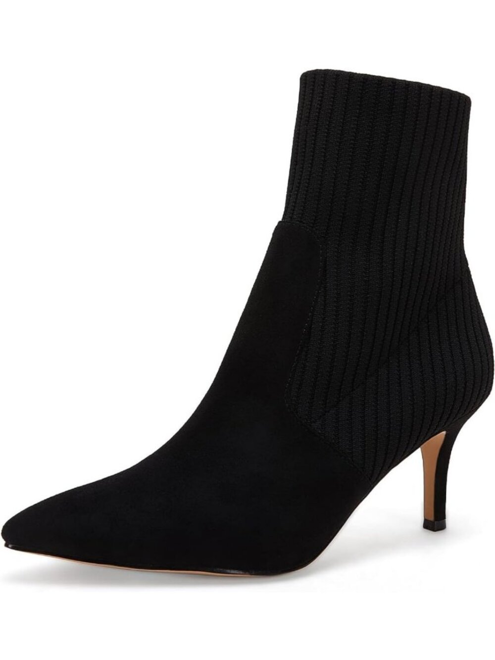Chic Pointed Toe Ankle Boots | Stiletto Kitten Heel | Knit Faux Suede Winter